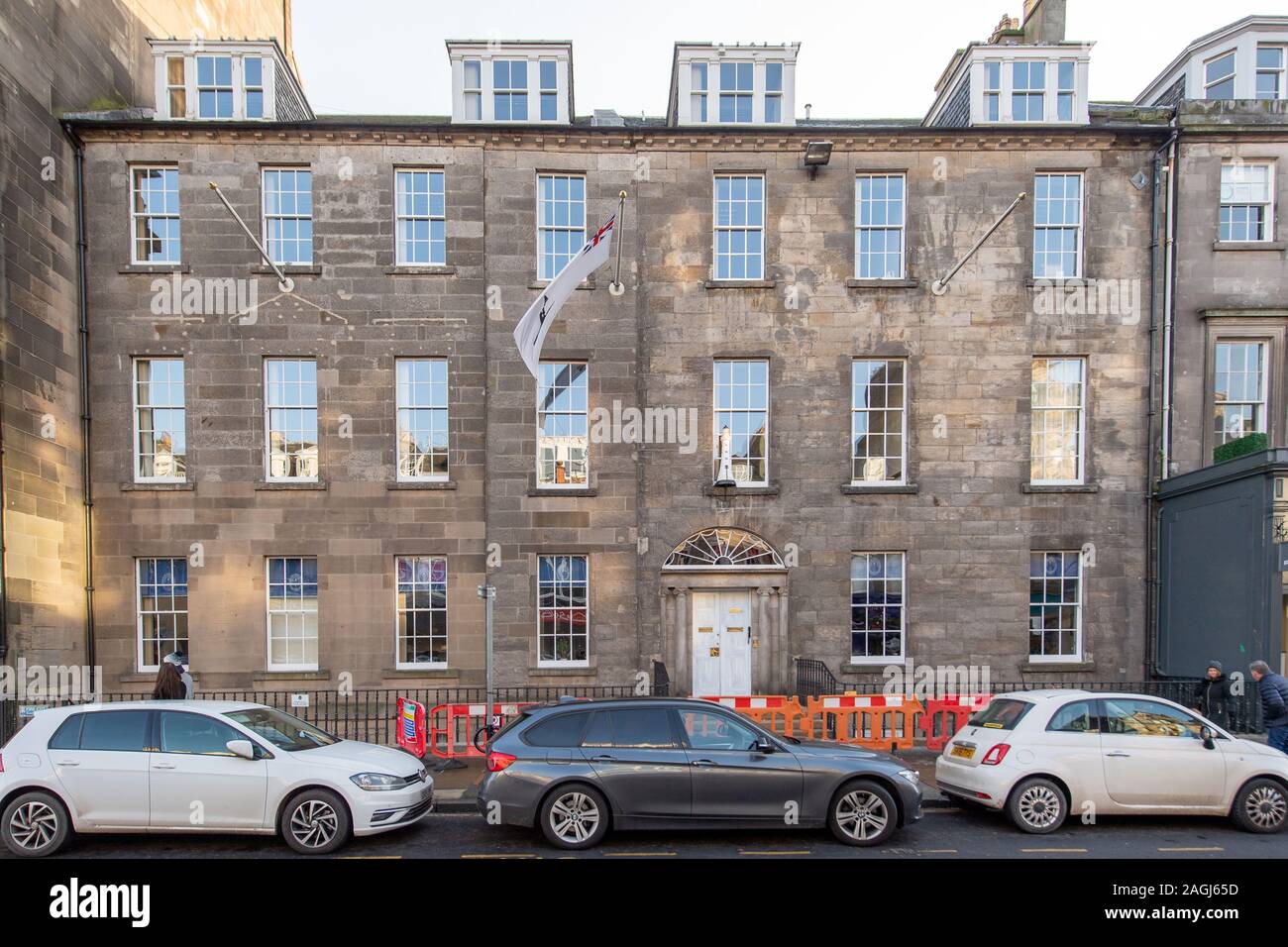 Nachricht von The Skies, Northern Lighthouse Board, George Street - Projektion wird auf die volle Fassade des Gebäudes und wird von der aus betrachtet Stockfoto