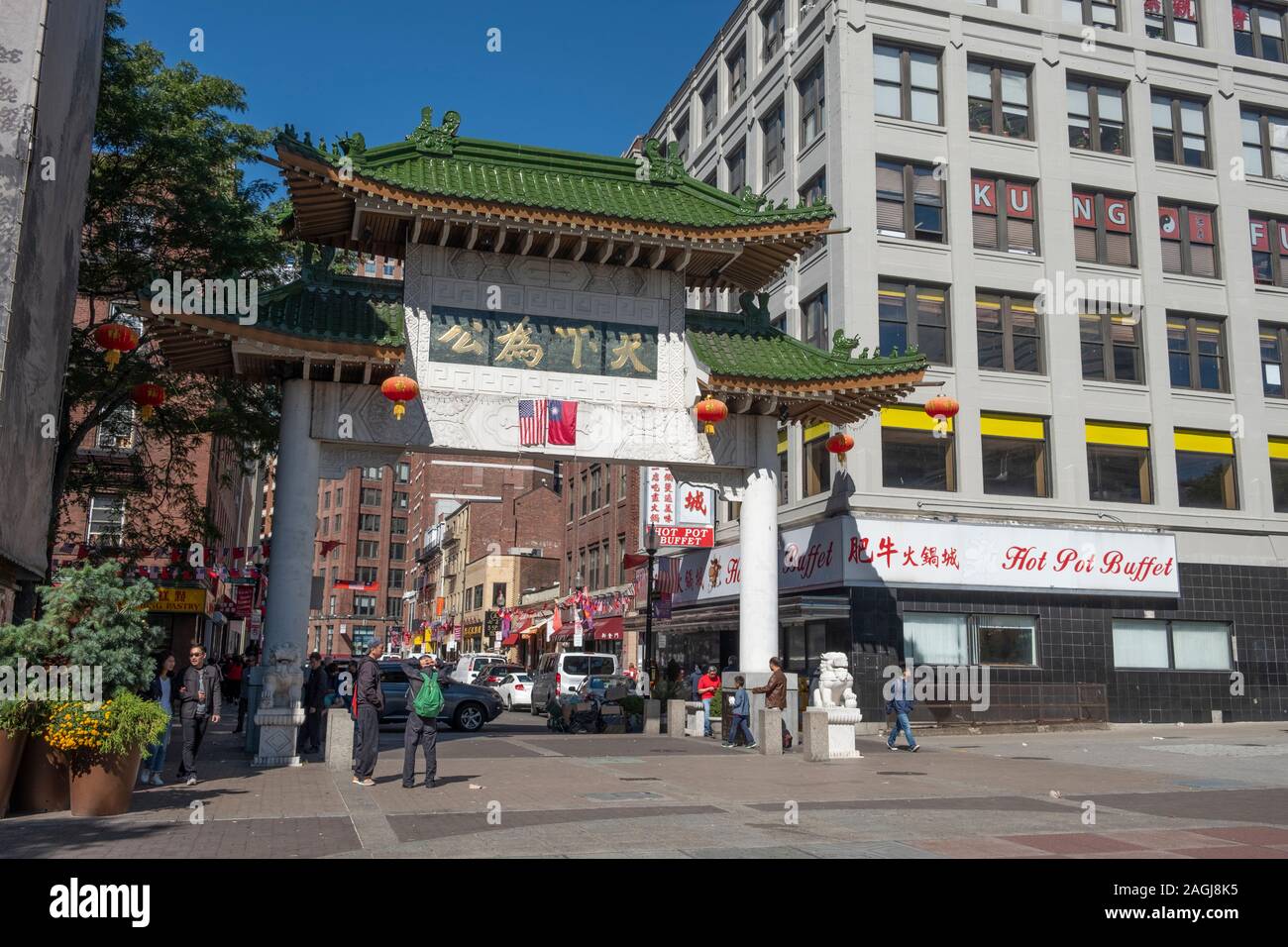 Eingang zu China Town Boston Stockfoto