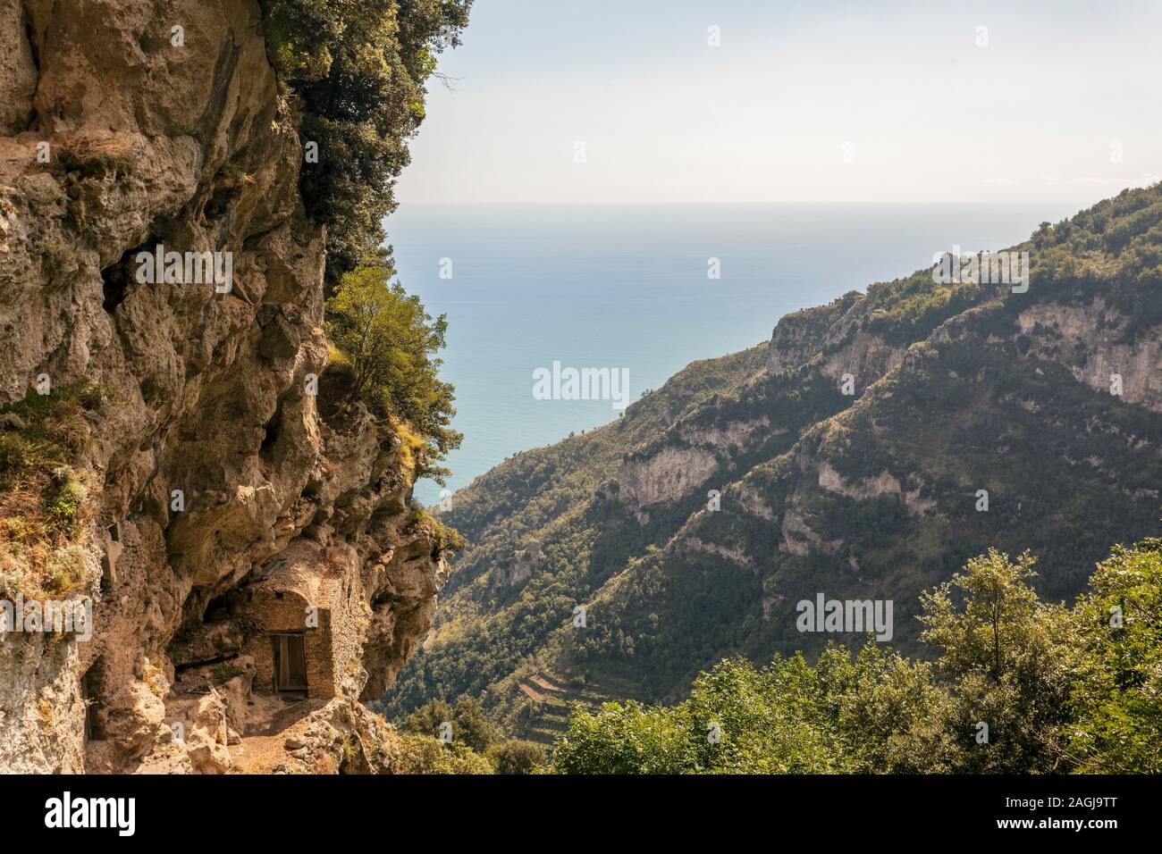 Sentiero degli Dei (Italien) - Trekking Route von Agerola bis Nocelle in Amalfiküste, genannt "der Pfad der Götter' in Kampanien, Italien Stockfoto