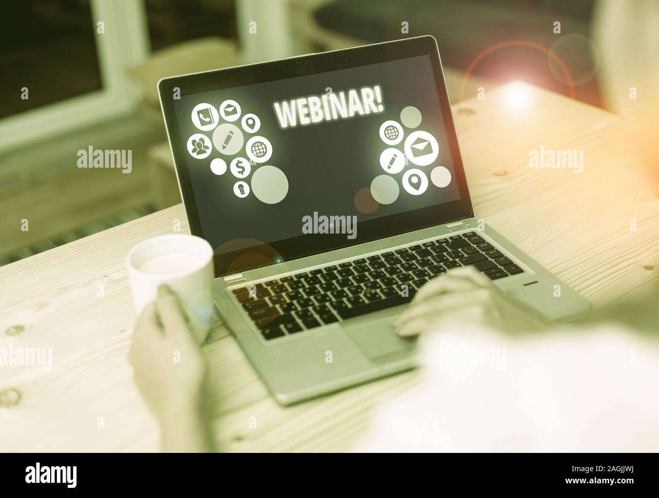 Wort schreiben Text Webinar. Business foto Präsentation Seminar oder ...