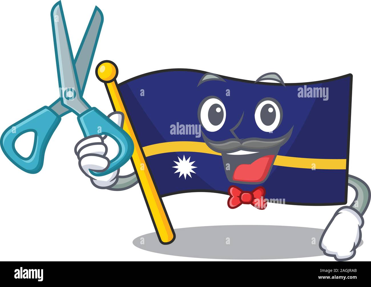 Lustige Friseur Flagge Nauru Blattern Cartoon Character Design Stil Stock Vektorgrafik Alamy