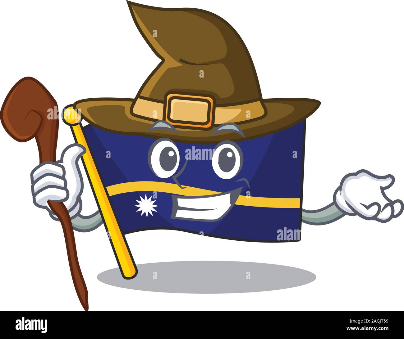 Happy Hexe Flagge nauru Blättern Cartoon Character Design Stock Vektor
