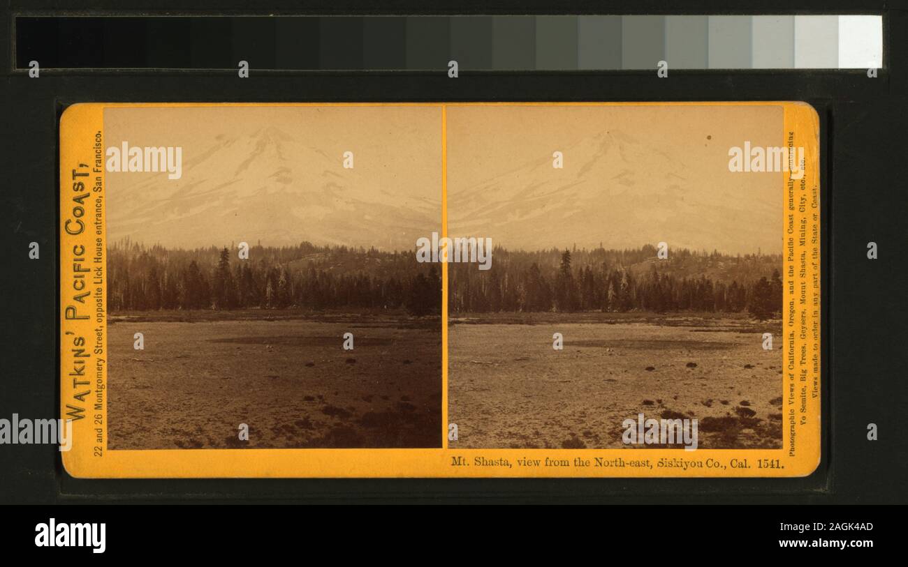 Mt Shasta, Ansicht von Nordosten, Siskiyou Co, Cal Mt. Shasta, Ansicht von Nordosten, Siskiyou Co., Cal.; Mt. Shasta, Ansicht von Nordosten, Siskiyou Co., Cal. Stockfoto