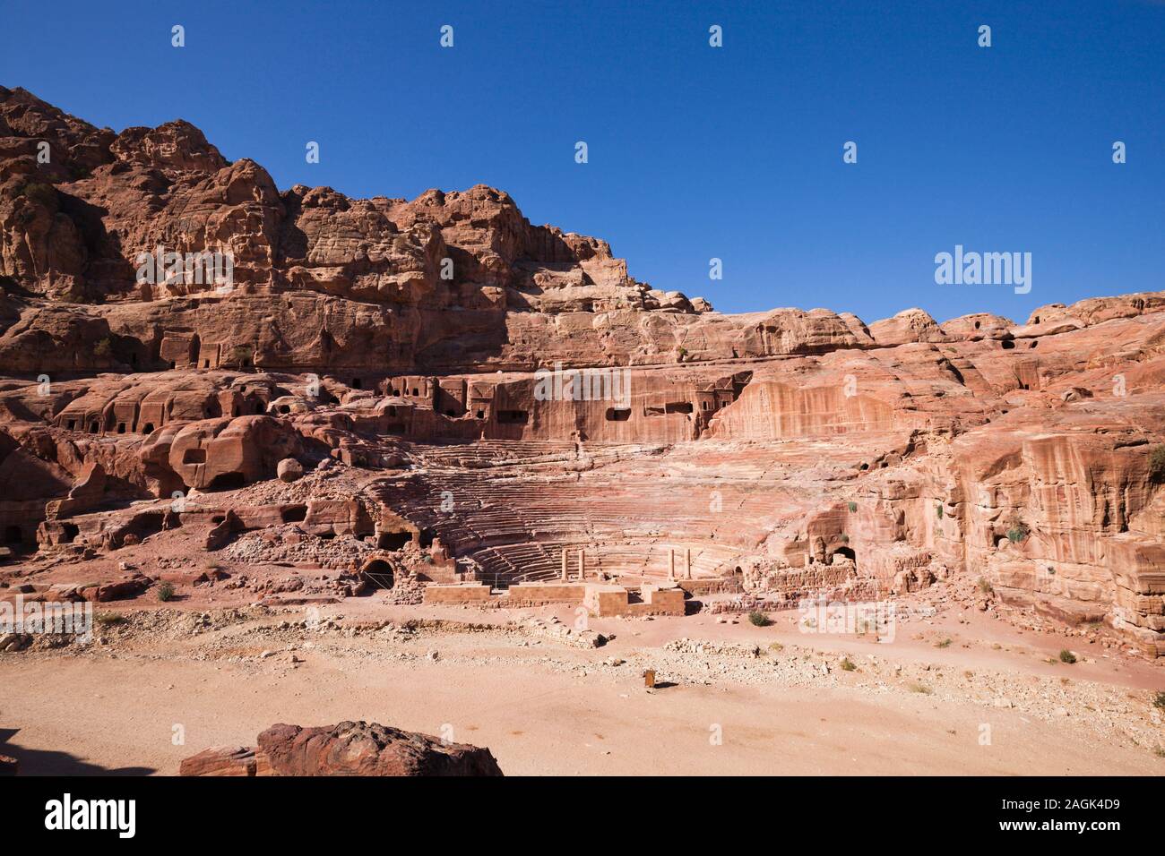 Petra, das Römische Theater, skulpturelle alte Architektur, Jordanien, Naher Osten, Asien Stockfoto