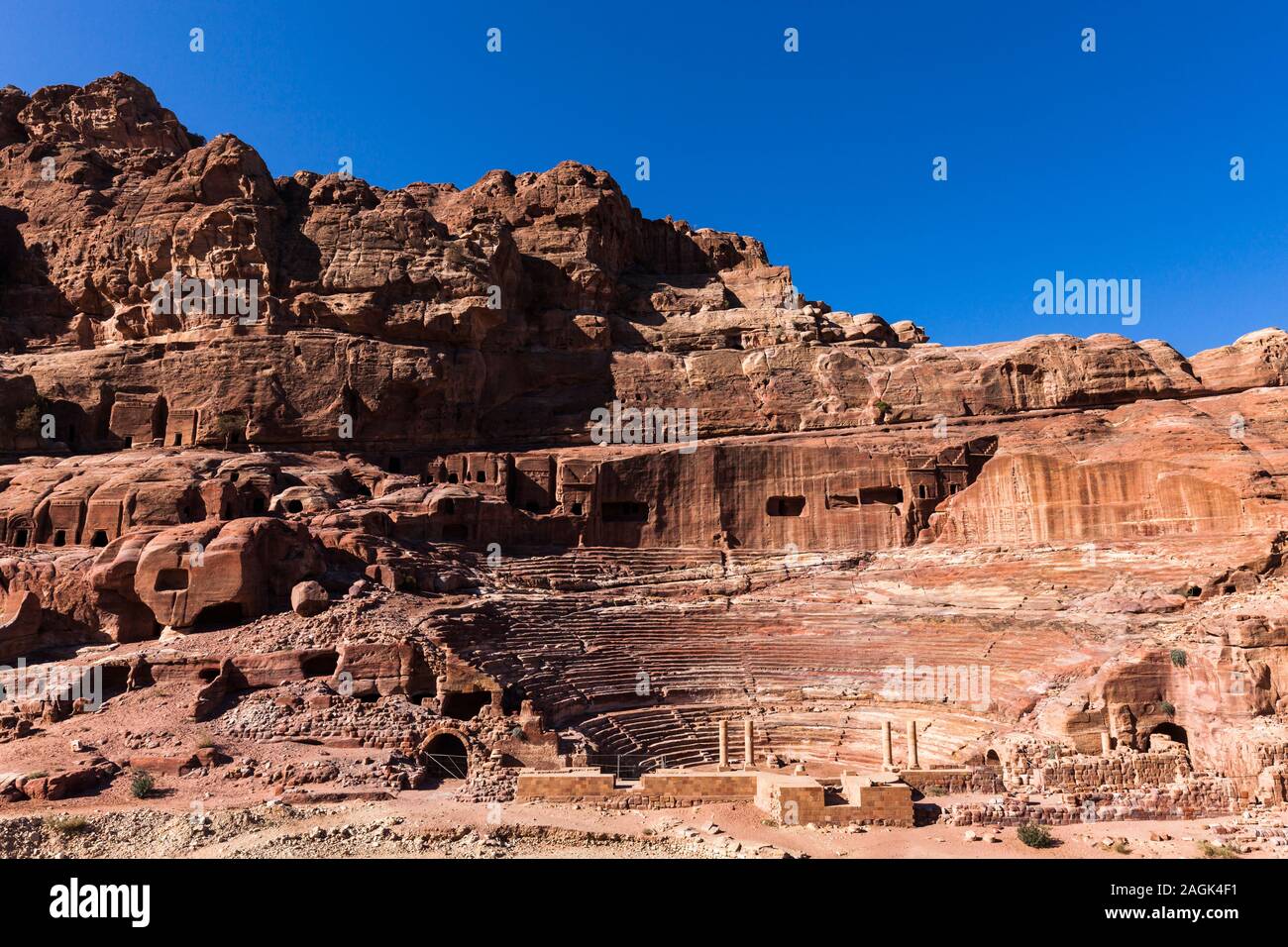 Petra, das Römische Theater, skulpturelle alte Architektur, Jordanien, Naher Osten, Asien Stockfoto