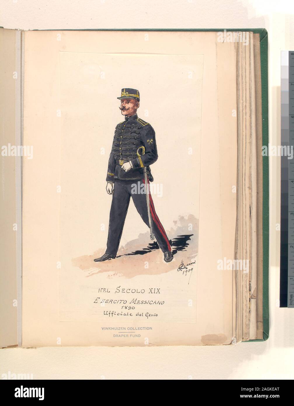 Die Nummer der Seite fehlt auf diesem Bild.; Nel secolo XIX. Esercito Messicano 1890, Ufficiale del Genio. Stockfoto