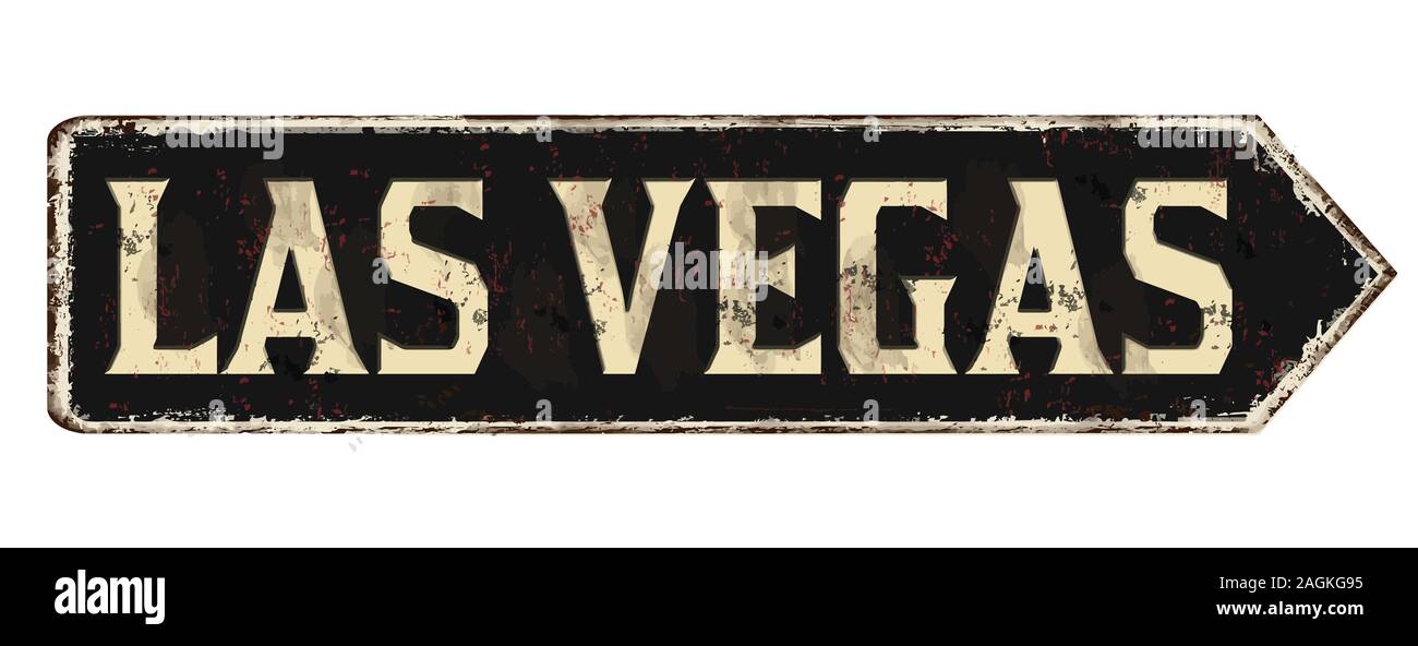 Las Vegas vintage rostiges Metall Zeichen auf weißem Hintergrund, Vector Illustration Stock Vektor