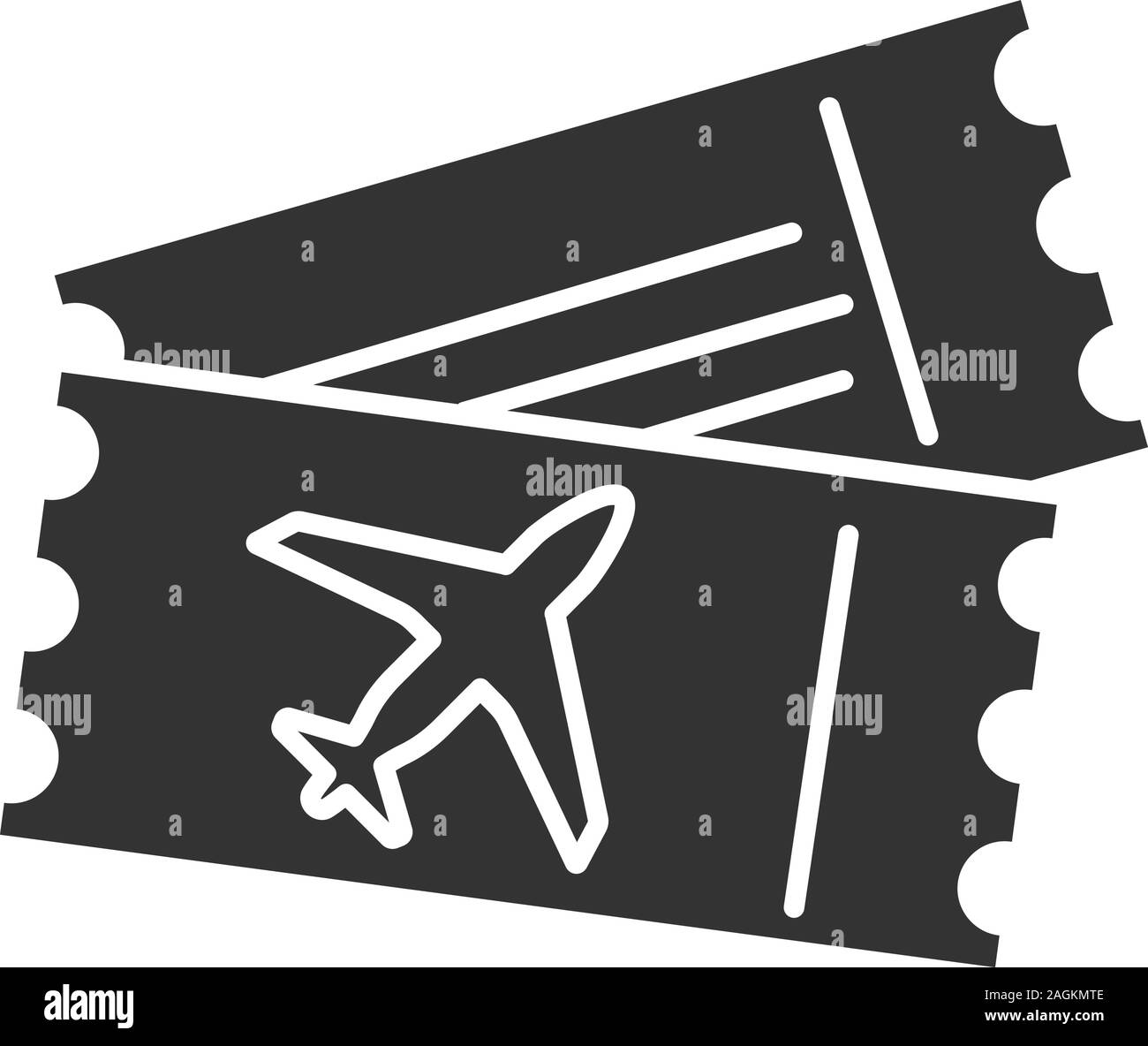 Flugtickets glyph Icon. Airline Bordkarte Dokumente. Silhouette Symbol. Negativer Platz. Vektor isoliert Abbildung Stock Vektor