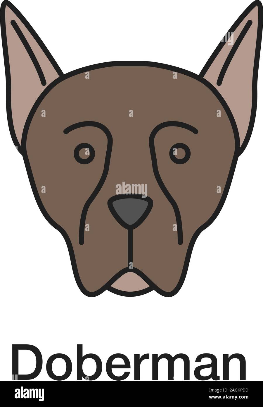 Dobermann Farbe Symbol. Guardian Hunderasse. Isolierte Vector Illustration Stock Vektor