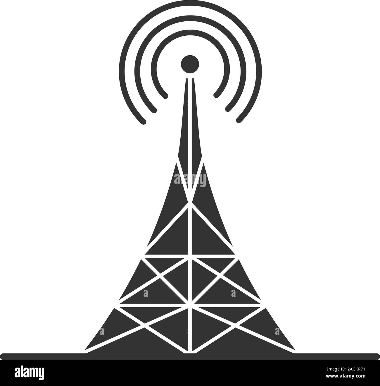 Radio Tower glyph Icon. Antenne. Silhouette Symbol. Negativer Platz. Vektor isoliert Abbildung Stock Vektor