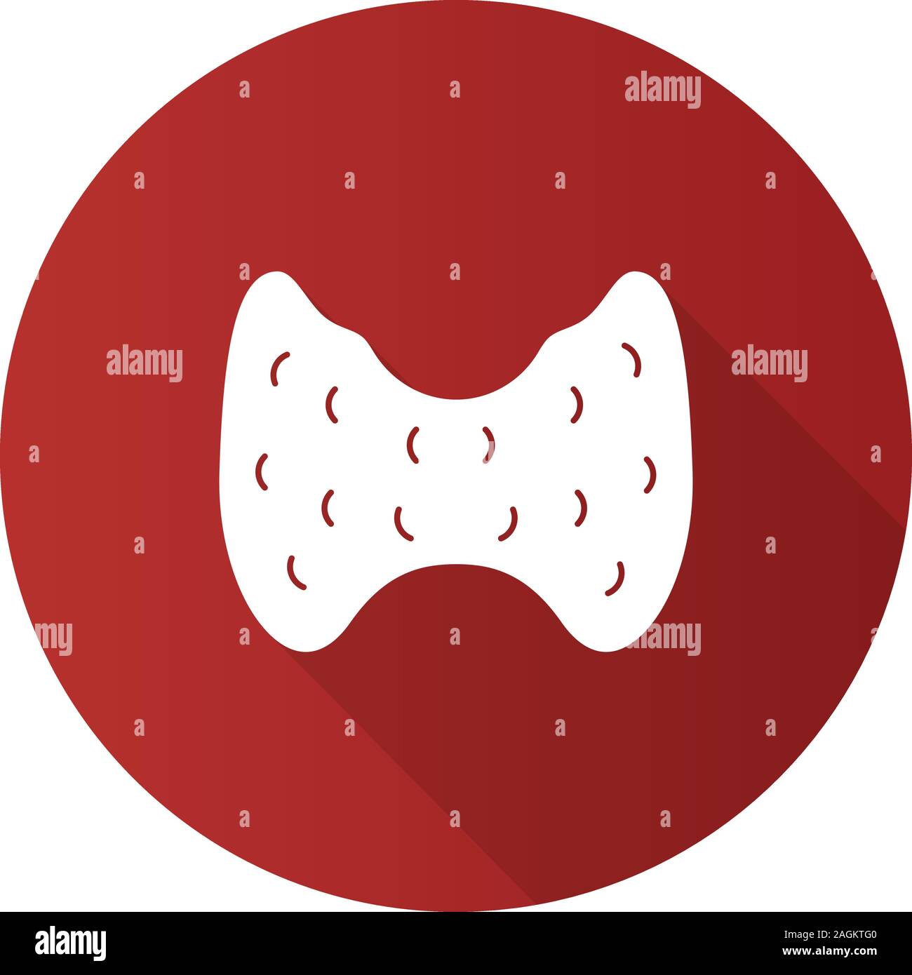 Schilddrüse flache Bauweise lange Schatten glyph Icon. Endokrine Drüse. Vektor silhouette Abbildung Stock Vektor
