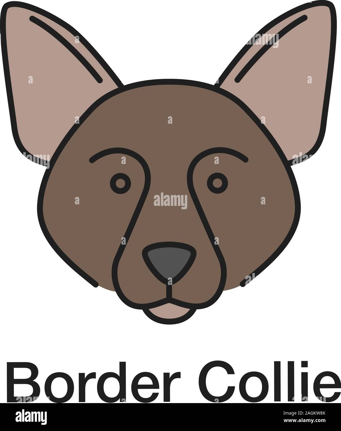 Border Collie Farbe Symbol. Schottischer Schäferhund. Isolierte Vector Illustration Stock Vektor