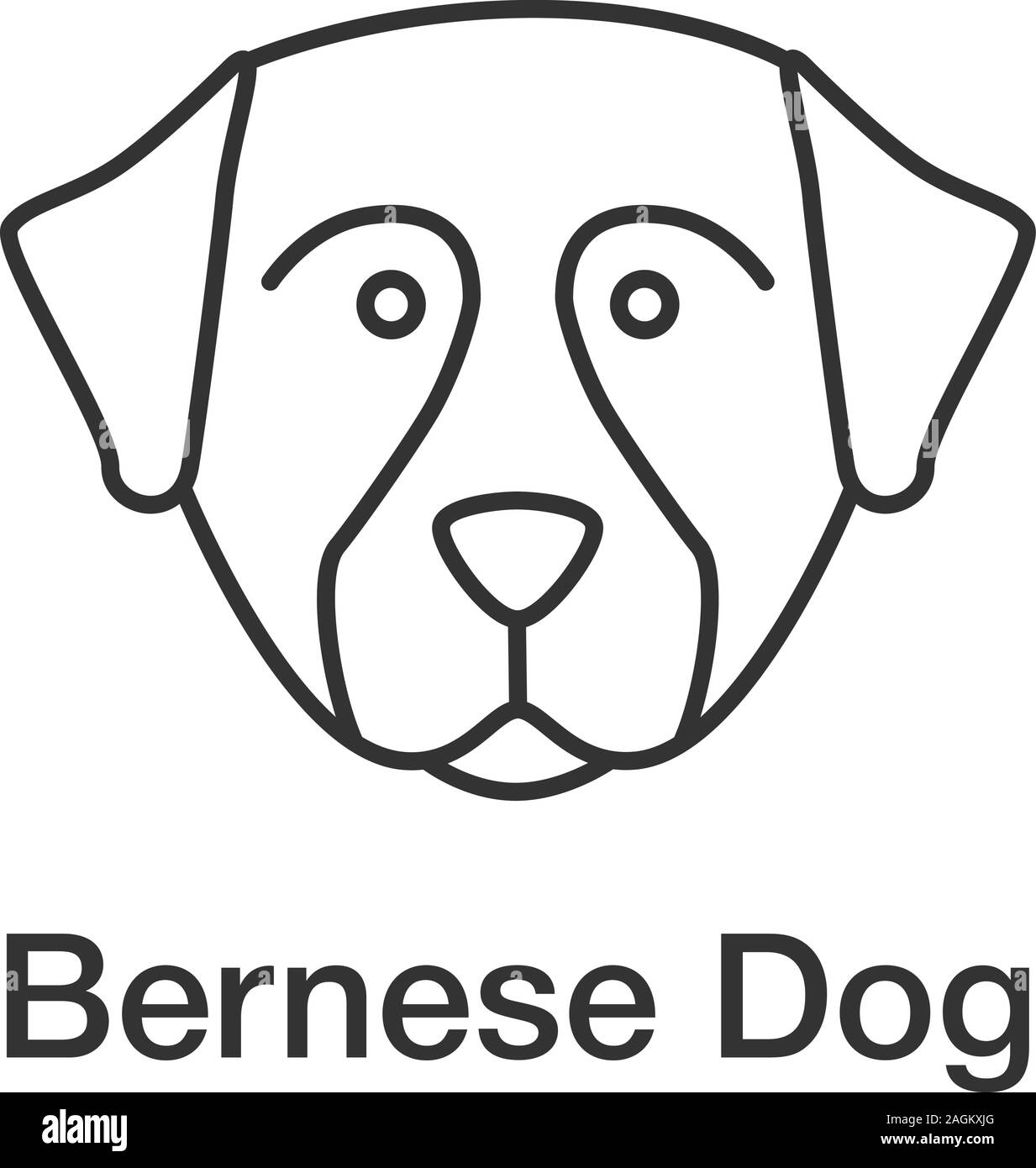 Berner Sennenhund lineare Symbol. Dünne Linie Abbildung. Sennenhund Hund. Kontur Symbol. Vektor isoliert Maßbild Stock Vektor
