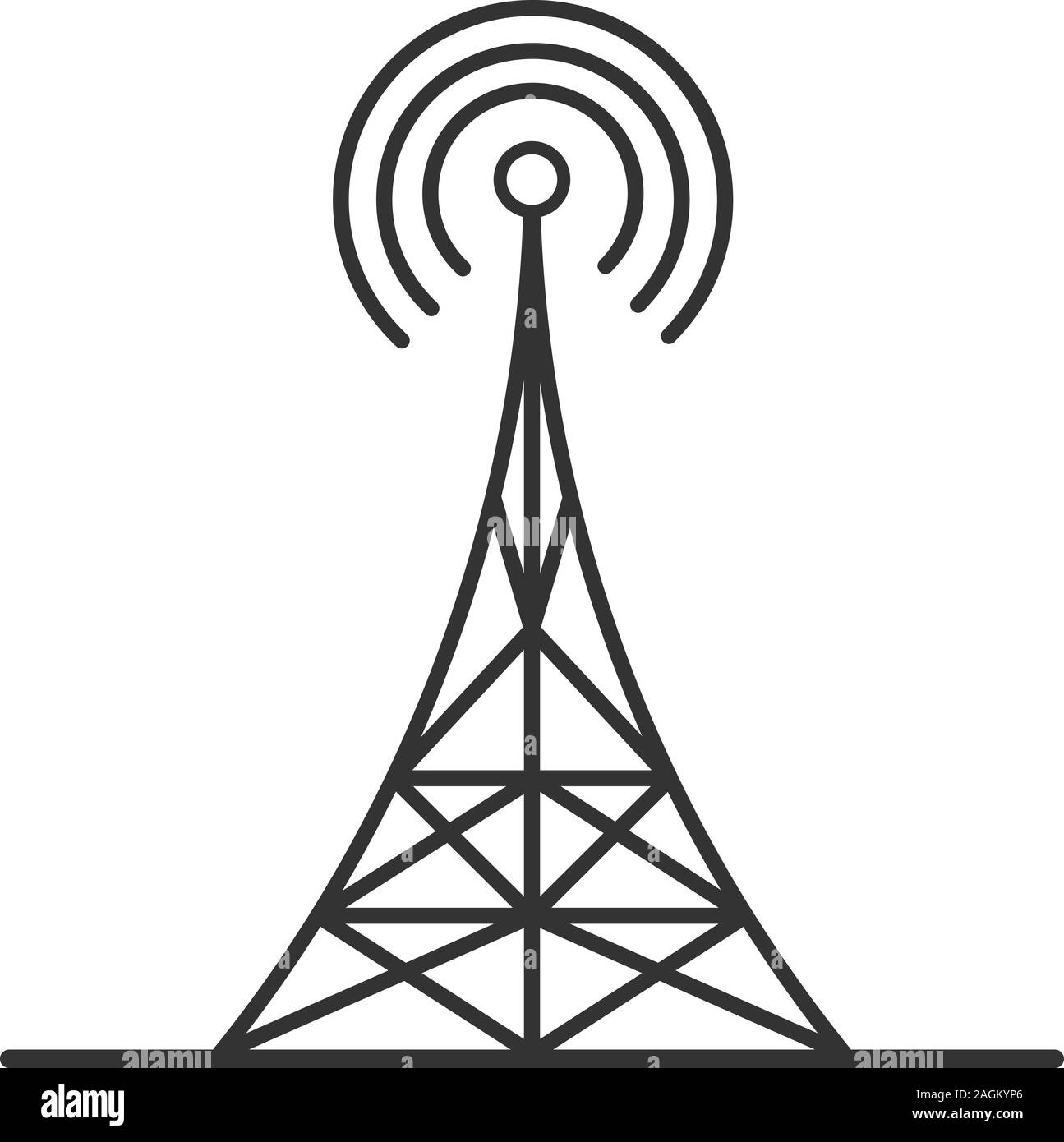 Radio Tower lineare Symbol. Dünne Linie Abbildung. Antenne. Kontur Symbol. Vektor isoliert Maßbild Stock Vektor