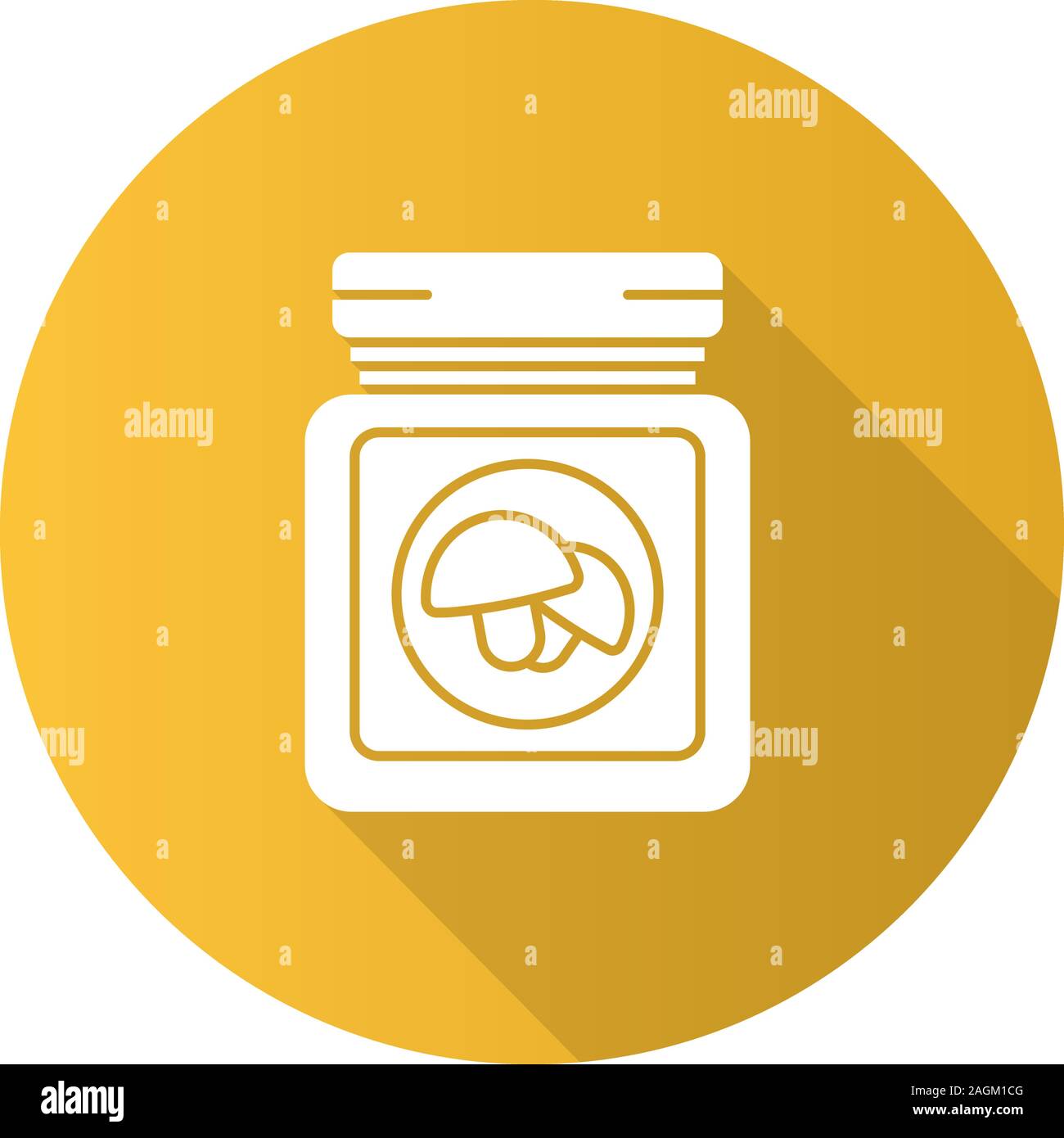 Dosen Champignons flache Bauweise lange Schatten glyph Icon. Vektor silhouette Abbildung Stock Vektor