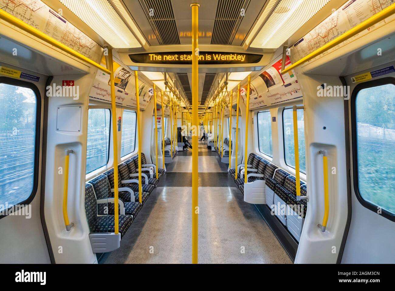 England, London, London Underground, Metropolitan Line, Leere U-Bahn Wagen Stockfoto