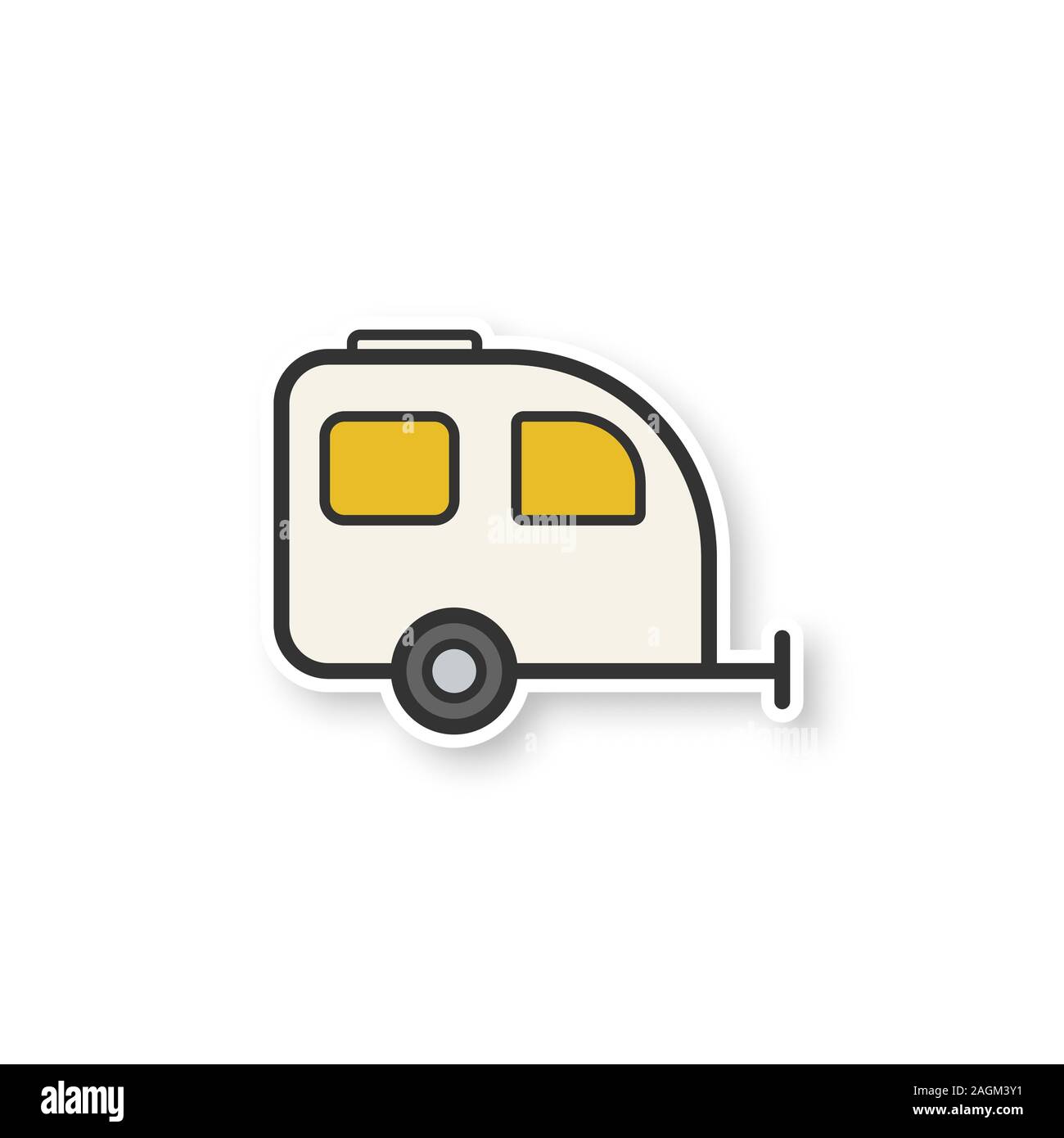 Camping trailer Patch. Farbe Aufkleber. Vektor isoliert Abbildung Stock Vektor