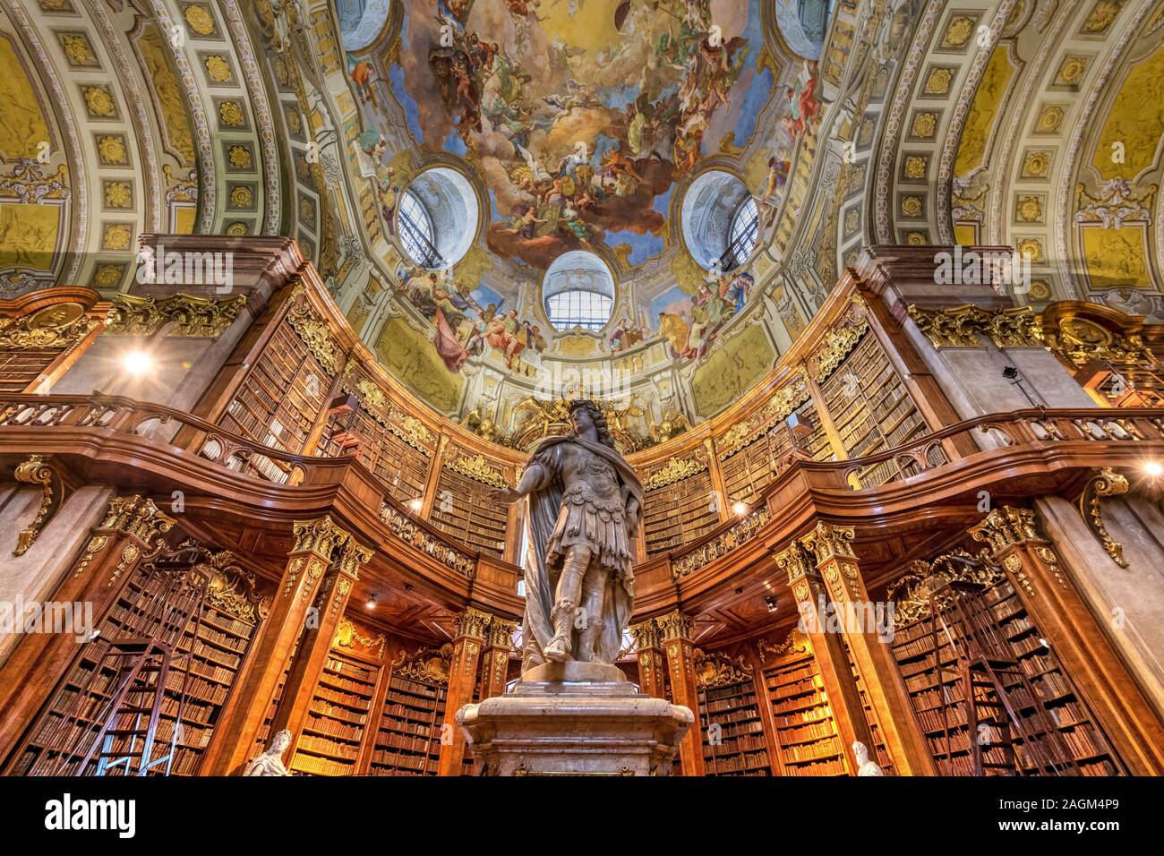 Prunksaal oder staatliche Hall, Österreichische Nationalbibliothek, Wien, Österreich Stockfoto