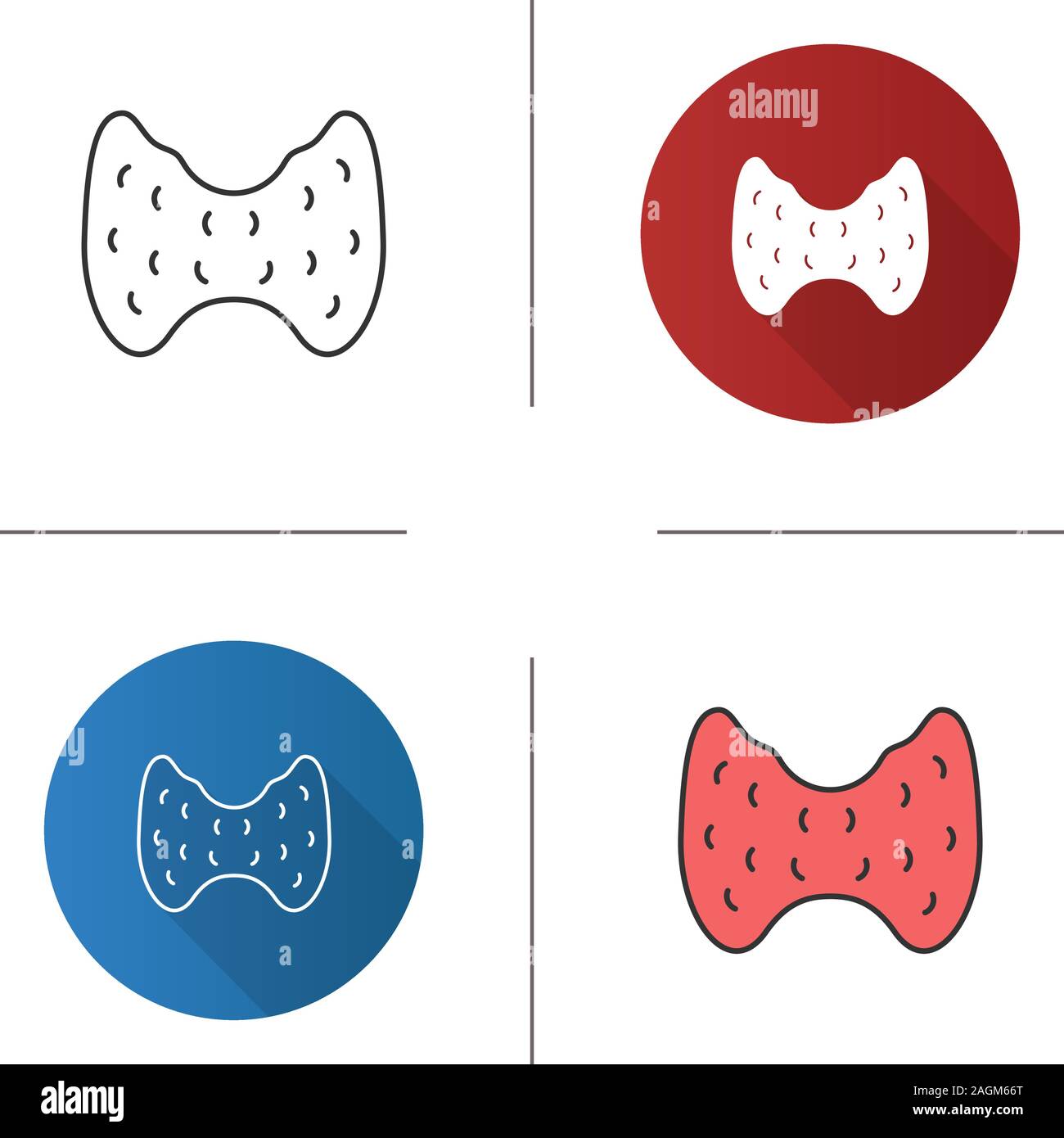 Schilddrüse-Symbol. Endokrine Drüse. Flache Bauweise, lineare und Farbe Stile. Isolierte Vektorgrafiken Stock Vektor