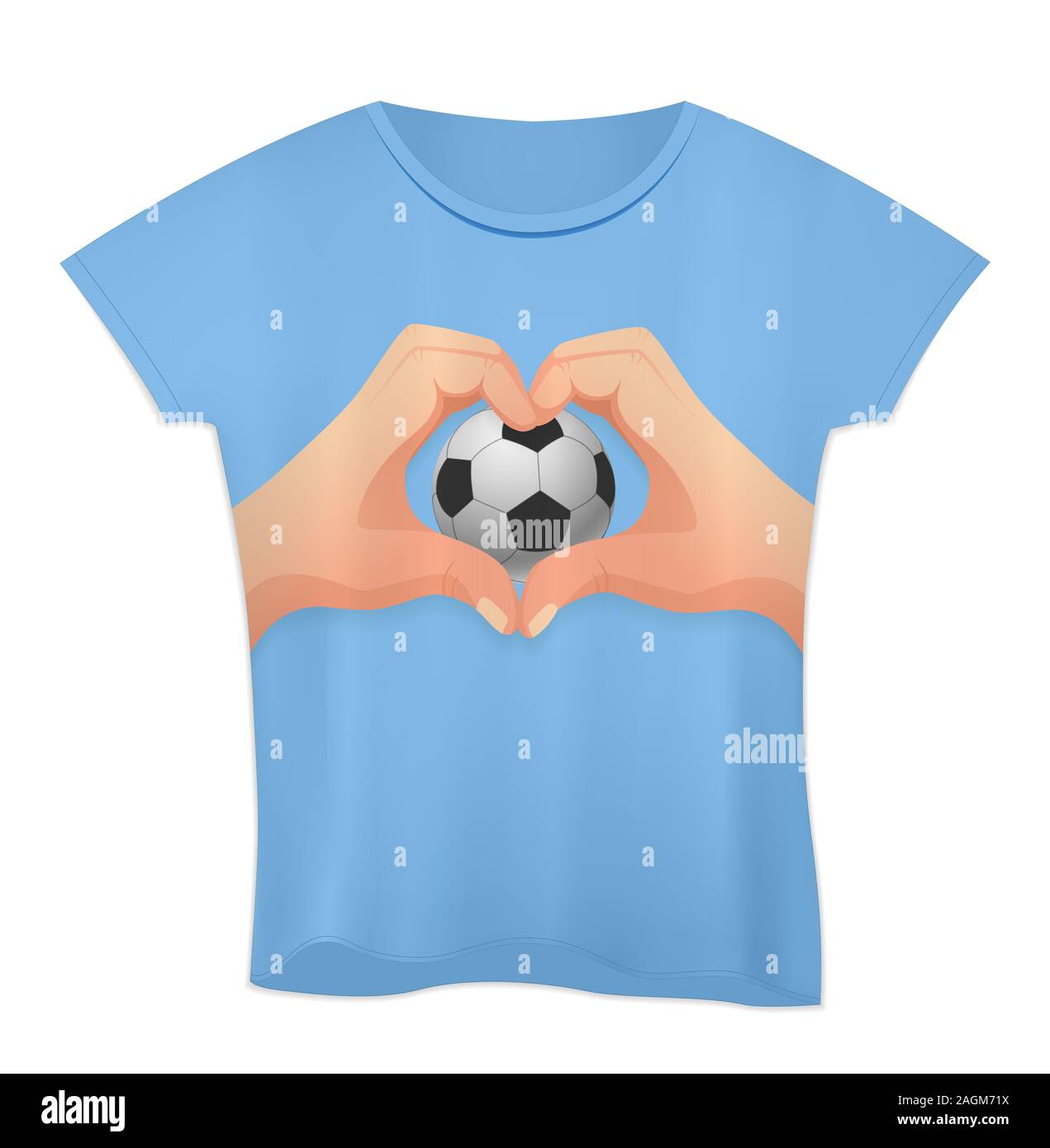 Hand Herz Form. Ich liebe Fußball-Konzept. Soccer ball. Stockfoto