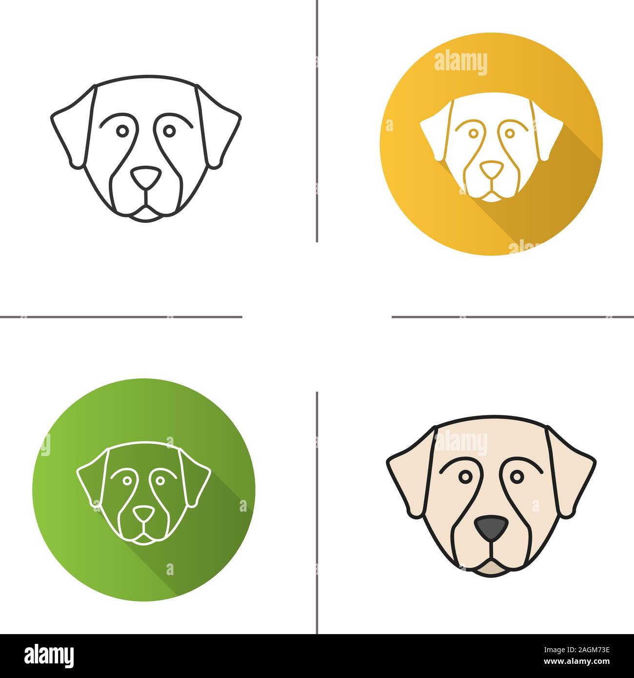 Berner Sennenhund Symbol. Sennenhund Hund. Flache Bauweise, lineare und Farbe Stile. Isolierte Vektorgrafiken Stock Vektor