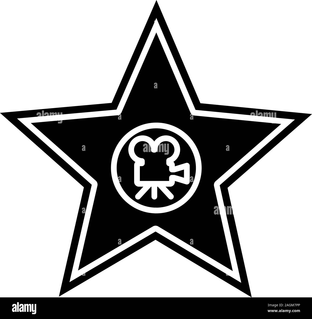 Filmstar Plakette glyph Icon. Silhouette Symbol. Negativer Platz. Vektor isoliert Abbildung Stock Vektor