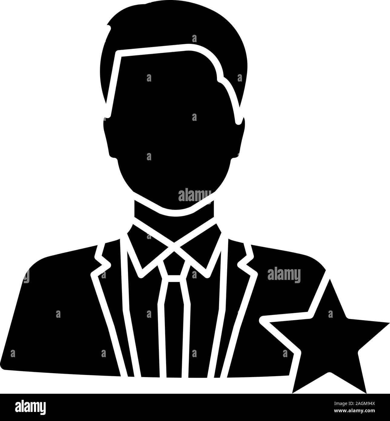 Schauspieler oder TVModeratorin glyph Icon. Filmstar. Silhouette Symbol. Negativer Platz Schauspieler oder TVModeratorin glyph Icon. Filmstar. Silhouette Symbol. Negativer Platz