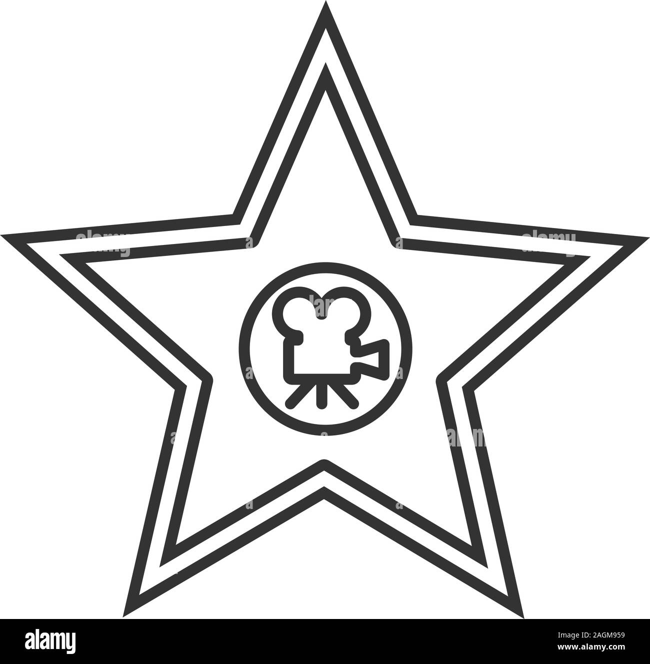 Filmstar Plakette lineare Symbol. Dünne Linie Abbildung. Kontur Symbol. Vektor isoliert Maßbild Stock Vektor