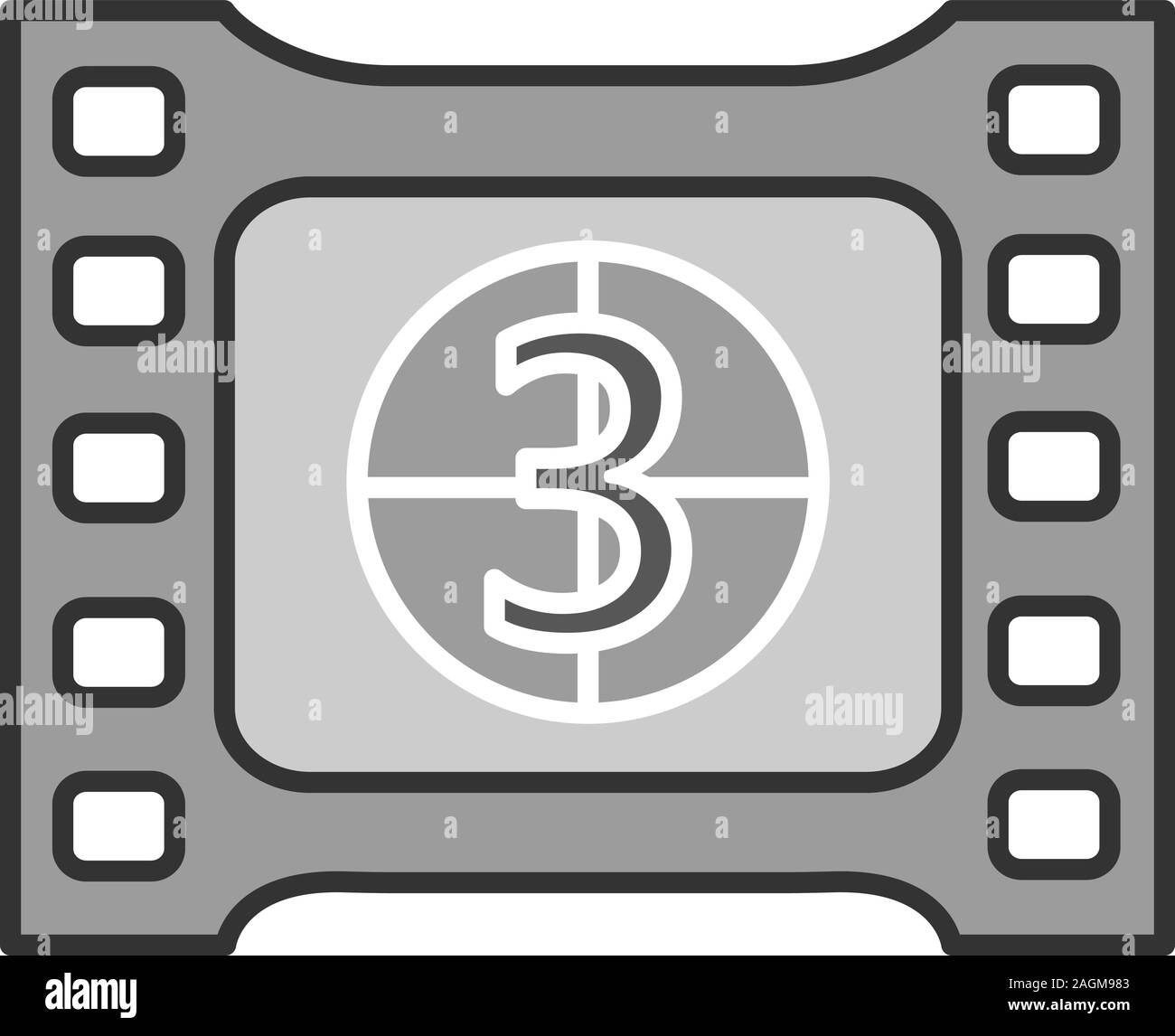 Film Rahmen mit Countdown Farbe Symbol. Filmstreifen. Isolierte Vector Illustration Stock Vektor