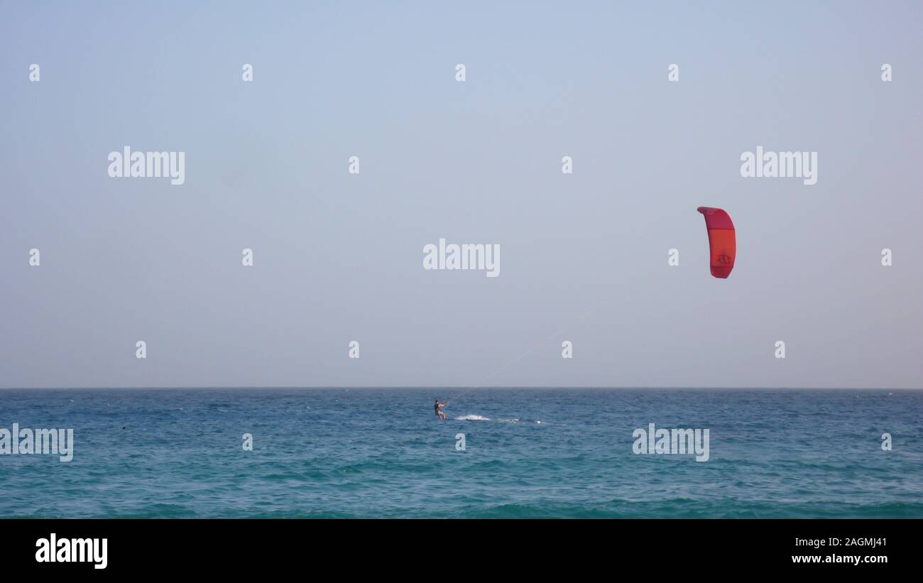 Kitesurfen in die Kapverdischen Inseln auf der Insel Sal Stockfoto
