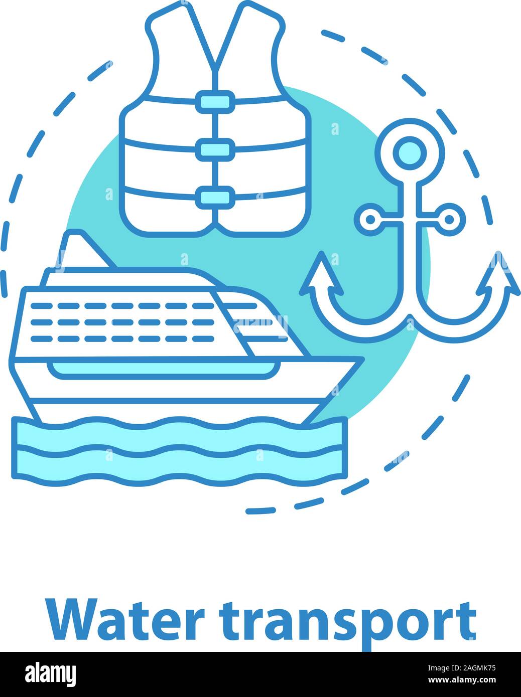 Wasser Verkehr Konzept Symbol. Kreuzfahrtschiff. Reise Idee dünne Linie Abbildung. Ocean Liner. Vektor isoliert Maßbild Stock Vektor