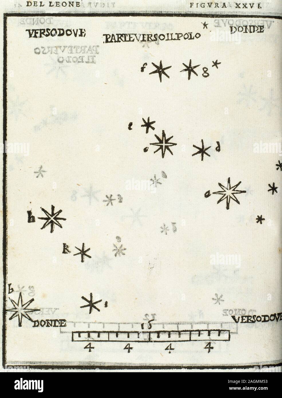 Alessandro Piccolomini (1508-1578). Italienische Astronom und Humanist. 'Leo Konstellation". De le stelle fisse (die Sphäre der Welt und der Fixsterne). In Venedig, 1540 bearbeitet werden. Gravur, 1559. Stockfoto