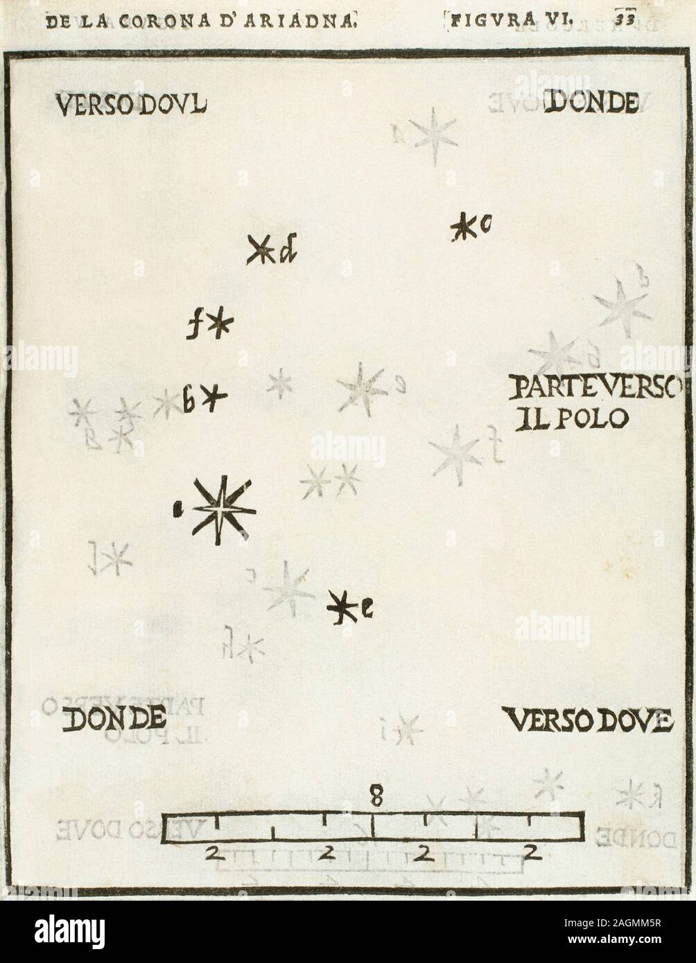 Alessandro Piccolomini (1508-1578). Italienische Astronom und Humanist. "Krone zu Ariadne'. De le stelle fisse (die Sphäre der Welt und der Fixsterne). In Venedig, 1540 bearbeitet werden. Gravur, 1559. Stockfoto