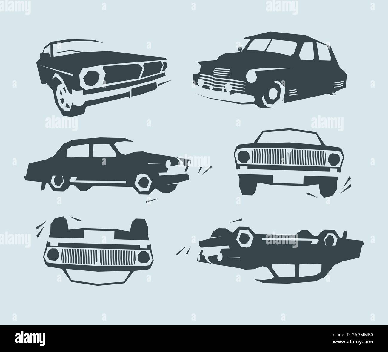 Retro Muscle Cars, abstrakte Silhouette, einfache Form für Retro und Vintage Design. Auto Ausstellung, alte Autos. Stock Vektor