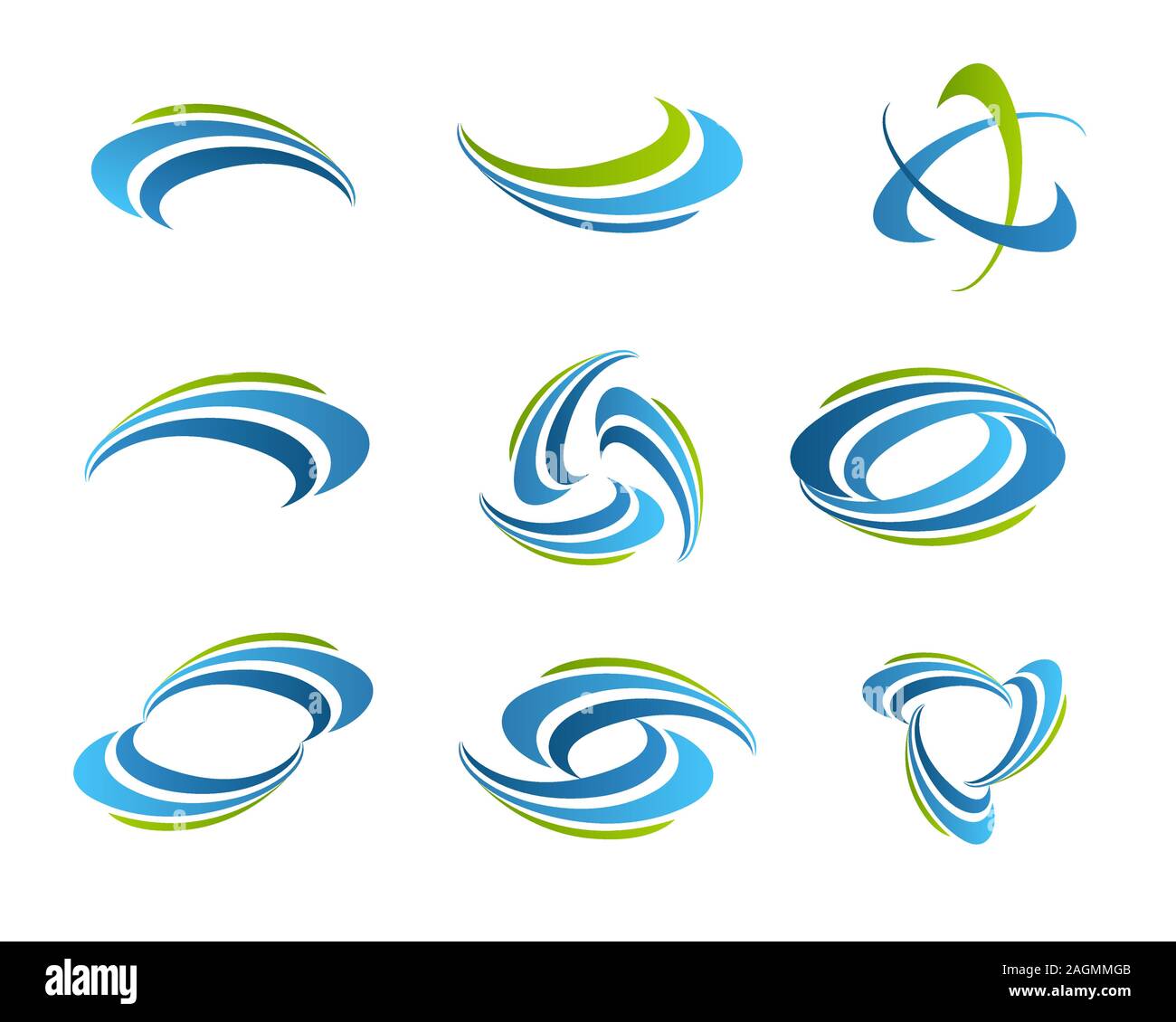 Wave vector Symbole gesetzt. Business Icon. Abstrakte dynamische Formen. Stock Vektor