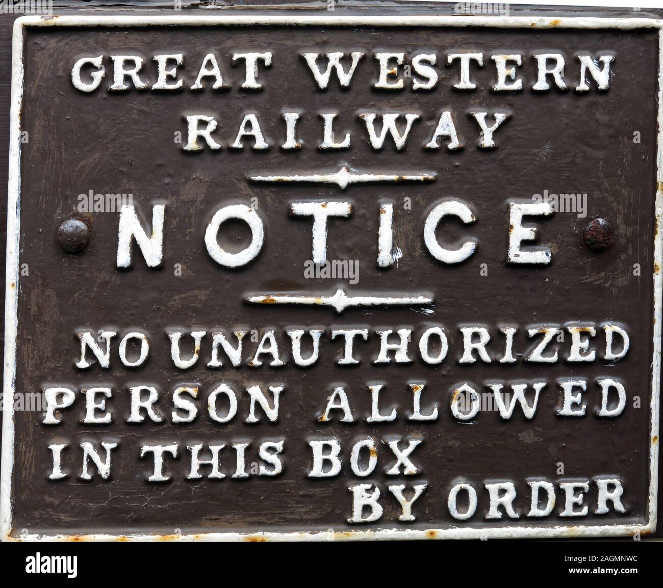 GWR,Great Western Railway,Hinweis,keine unbefugte Person,erlaubt in diesem Feld,auf Bestellung,Schild Stockfoto