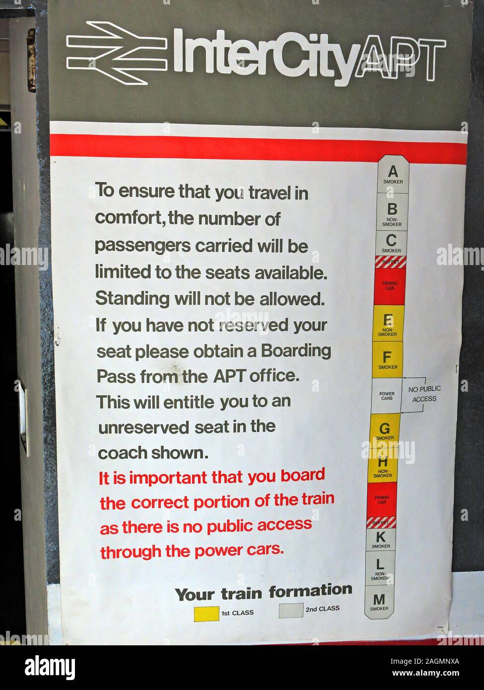 InterCityAPT-Schild, Zugbildung, für Hochgeschwindigkeitszug, WCML Stockfoto