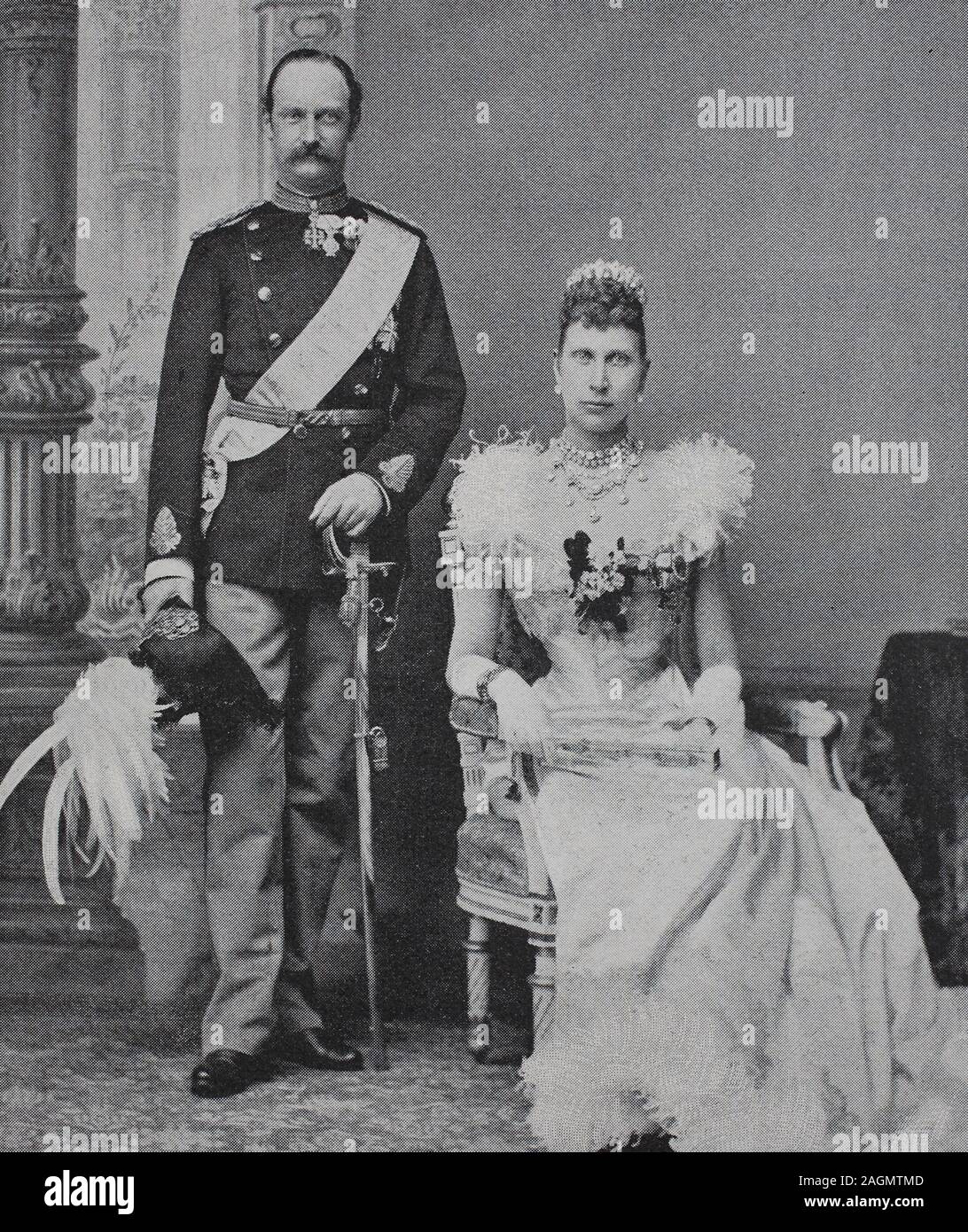 Digital verbesserte Reproduktion, Friedrich VIII, 1843 - 1912, wurde König von Dänemark von 1906 bis 1912 und Louise von Schweden, Louise Josephine Eugenie, 1851-1926, Königin von Dänemark war, die ursprüngliche Drucken aus dem Jahr 1899 Stockfoto