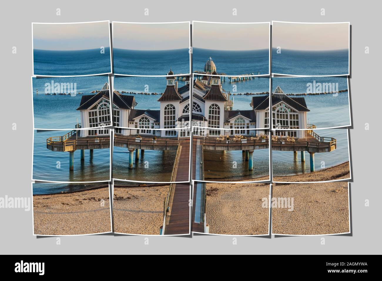 Die Seebrücke von Sellin ist ein Pier an der Ostsee, Ostseebad Sellin, Insel Rügen, Grafschaft Vorpommern-Ruegen, Mecklenburg-Vorpommern, Deutschland, Europa Stockfoto