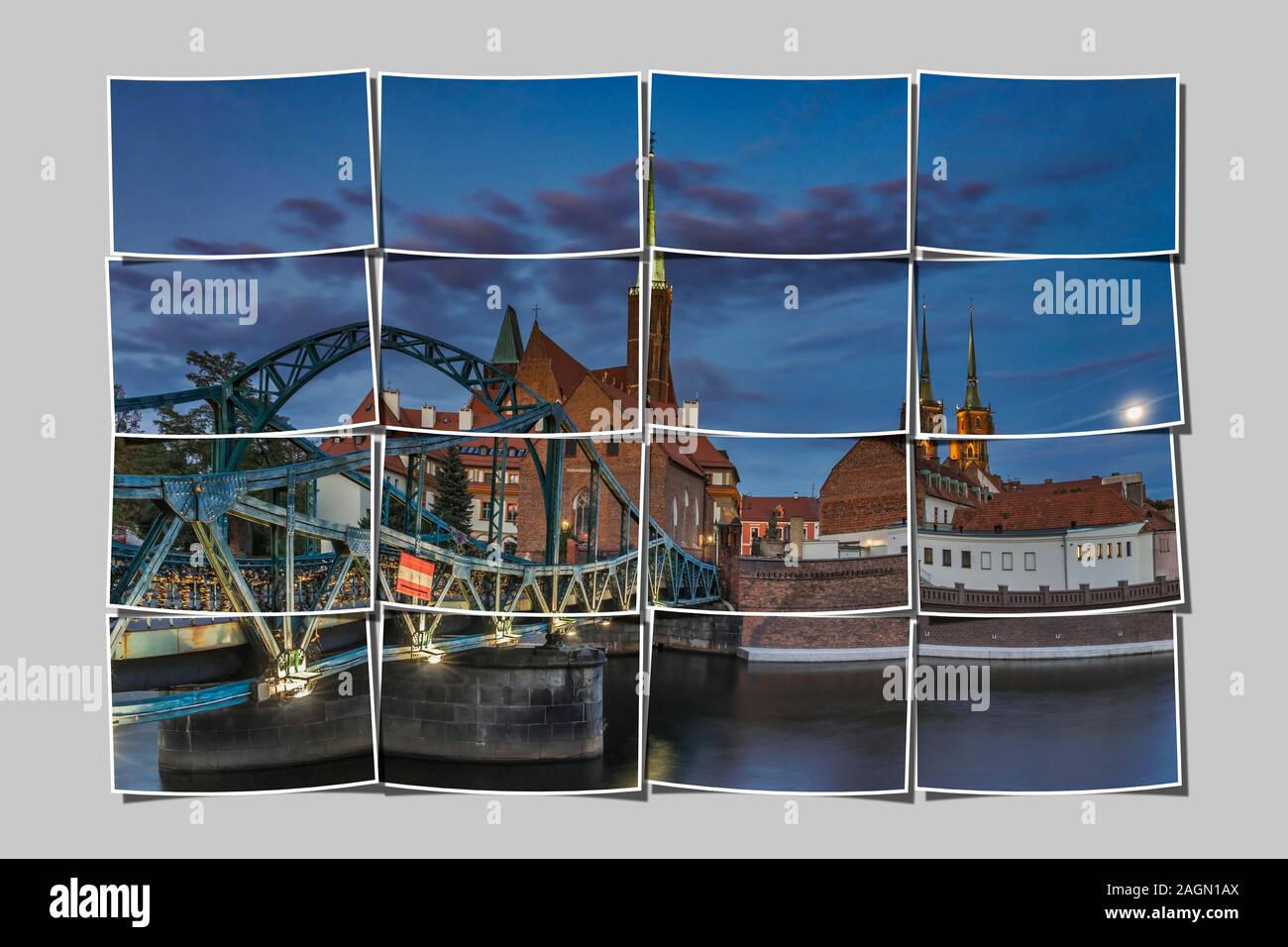 Die Kathedrale-Brücke verbindet die Sandinsel mit Dominsel, Wroclaw, untere Woiwodschaft Schlesien, Polen, Europa Stockfoto