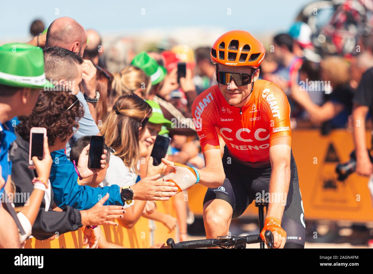 San Vicente de la Barquera, Spain-September 7, 2019: Jonas KOCH, Radfahrer des CCC-Teams während der ersten Stufe 14 von La Vuelta a España. Stockfoto