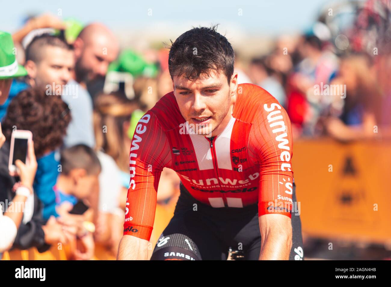 San Vicente de la Barquera, Spain-September 7, 2019: Maximilian Richard WALSCHEID, Radfahrer Der sunweb Team während der Stufe 14 von La Vuelta a España. Stockfoto