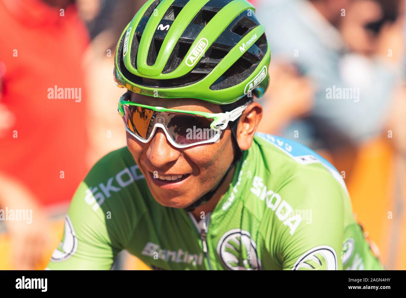 San Vicente de la Barquera, Spain-September 7, 2019: Nairo QUINTANA, Radfahrer der Movistar Team während der Stufe 14 von La Vuelta a España. Stockfoto