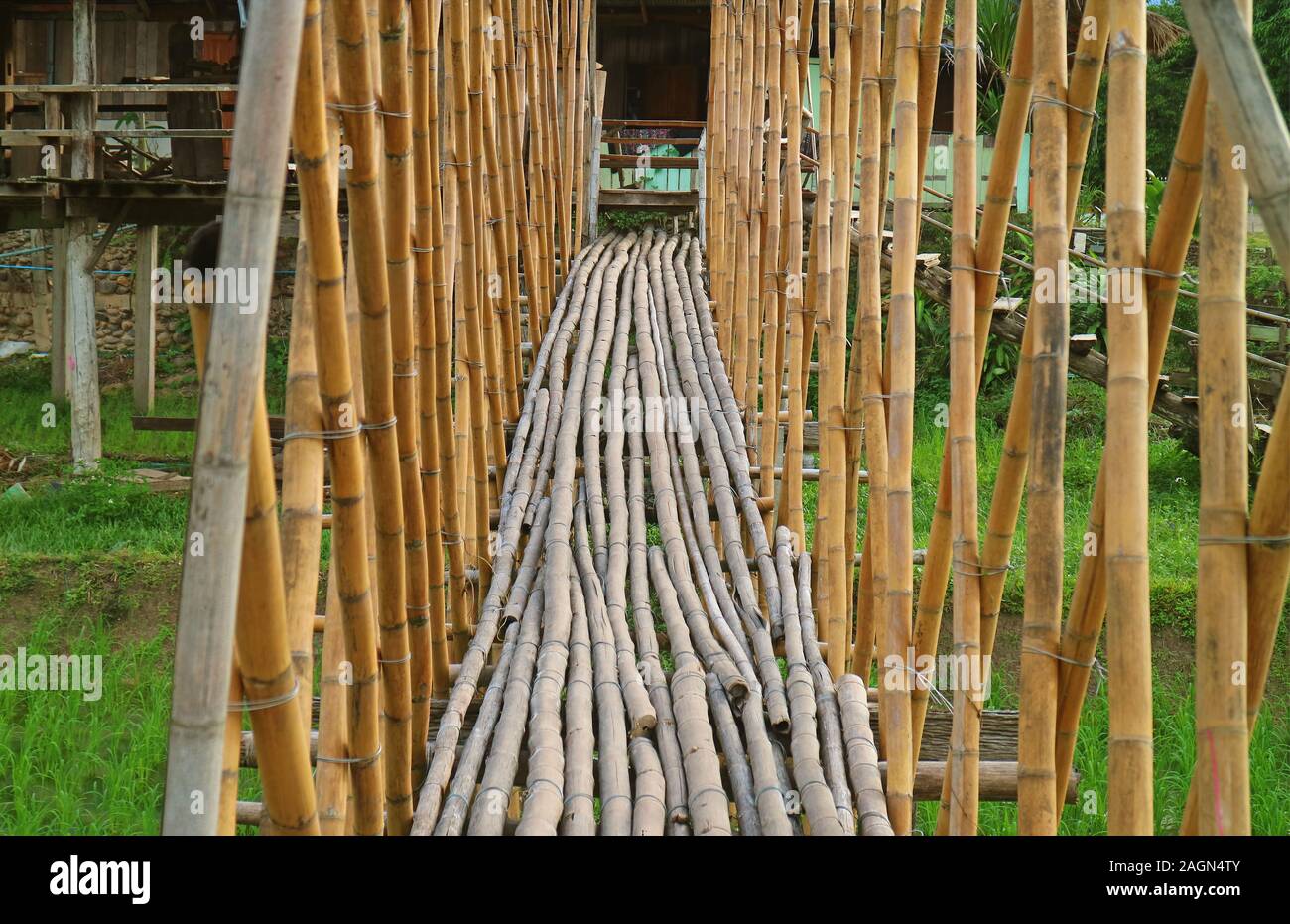 Bamboo Brücke im Dorf im Norden Thailands region Stockfoto