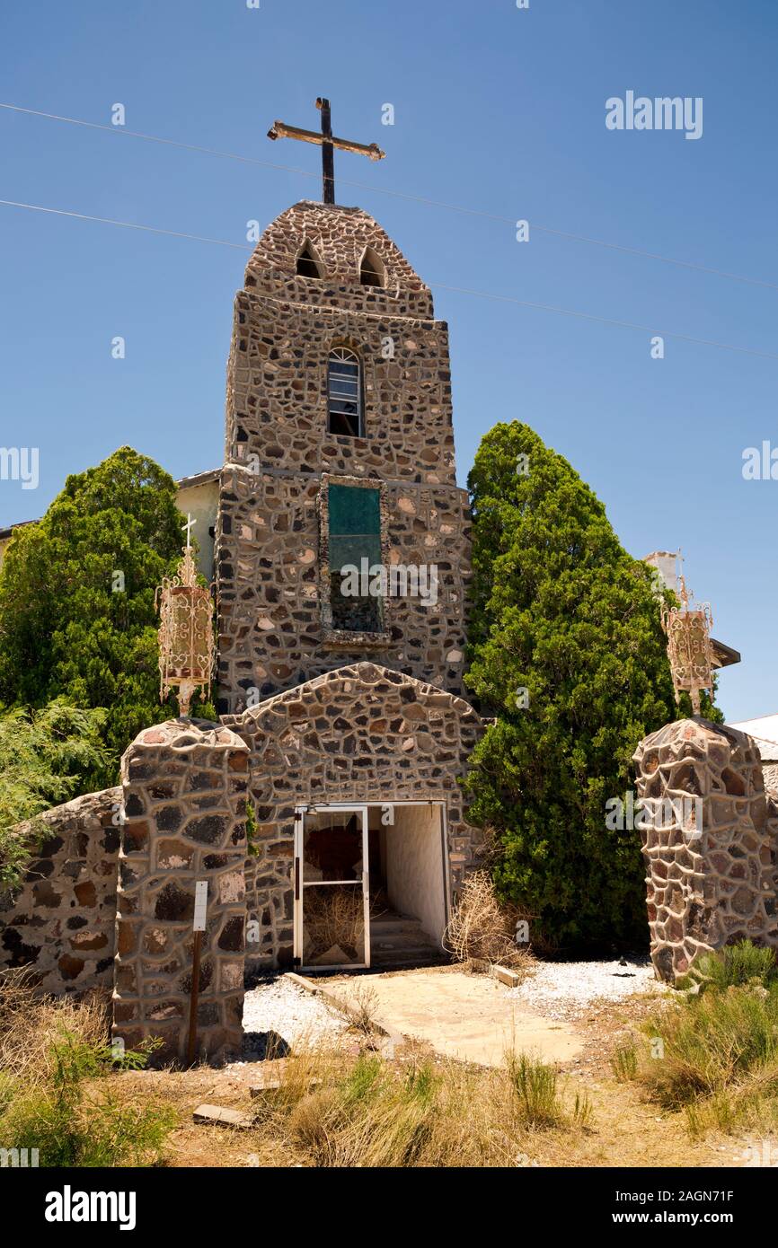 NM 00172-00 ... NEW MEXICO - Das verlassene St. Katharina von Siena Katholische Mission der Kirche in der Gemeinschaft der Hachita, die nicht mehr genug populat Stockfoto