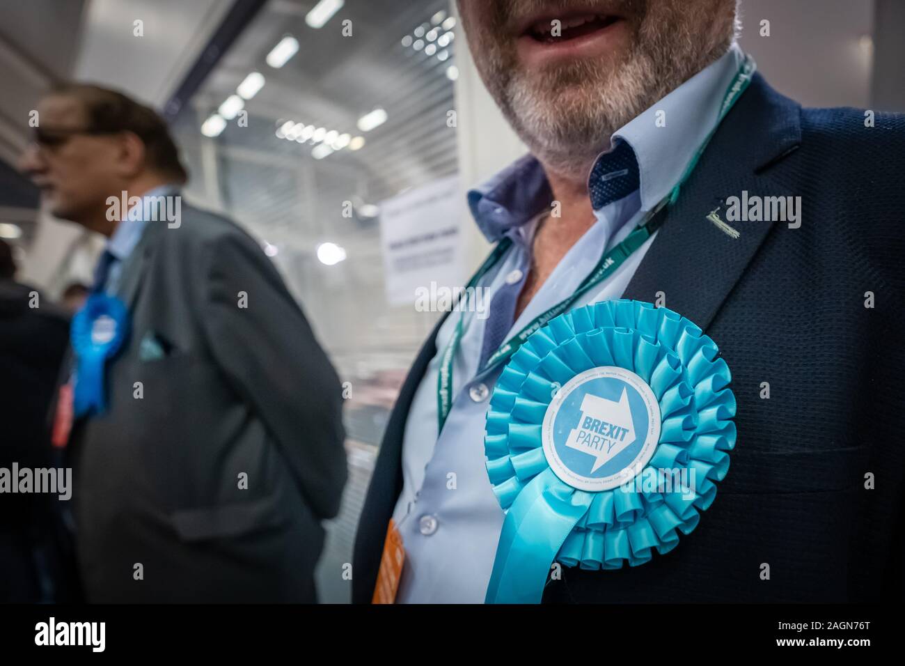 Allgemeine Wahlnacht 2019: Die Konservative Partei würde weiter einen Erdrutsch gewinnen, der ihre größte Mehrheit seit 1987 sichert. London, Großbritannien Stockfoto