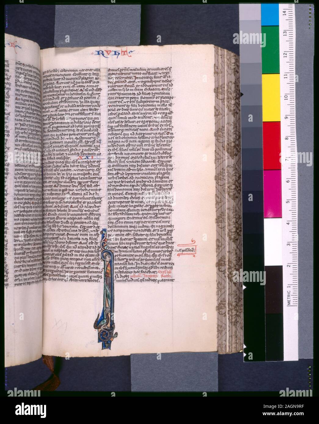 "In De Ricci, Seymour, Volkszählung Handschriften des Mittelalters und der Renaissance in den Vereinigten Staaten und Kanada aufgeführt. New York. New York: H.W. Wilson, 1935; und Ergänzen, New York, N.Y.: Bibliographische Gesellschaft von Amerika, 1962. Ownership: gehörte zu W.A. McV. Von R.L. Stuart Sammlung (Nr. 3), vermachte 1892. 53 Zeilen in zwei Spalten, in Bleistift regiert, prickings sichtbar, Trace von quire Signatur w. 134? Abwechselnd Rot und Blau Initialen mit entgegengesetzter Farben penwork bis in Grenzen; Kapitel Nummern und Namen von Büchern in Rot und Blau; daubs von Rot als placemarkers; Rubriken. De Ricci und Dr. Gues Stockfoto