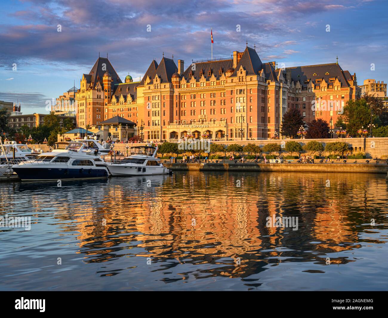 Den inneren Hafen und dem Empress Hotel in Victoria auf Vancouver Island, British Columbia, Kanada. Stockfoto