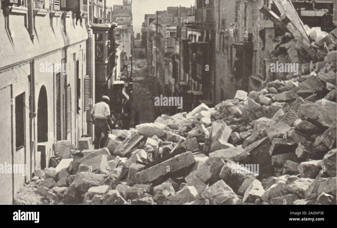 Bombenschäden in Valletta, Mai 1942. Weltkrieg 2. Royal Air Force. Malta 1954 Stockfoto