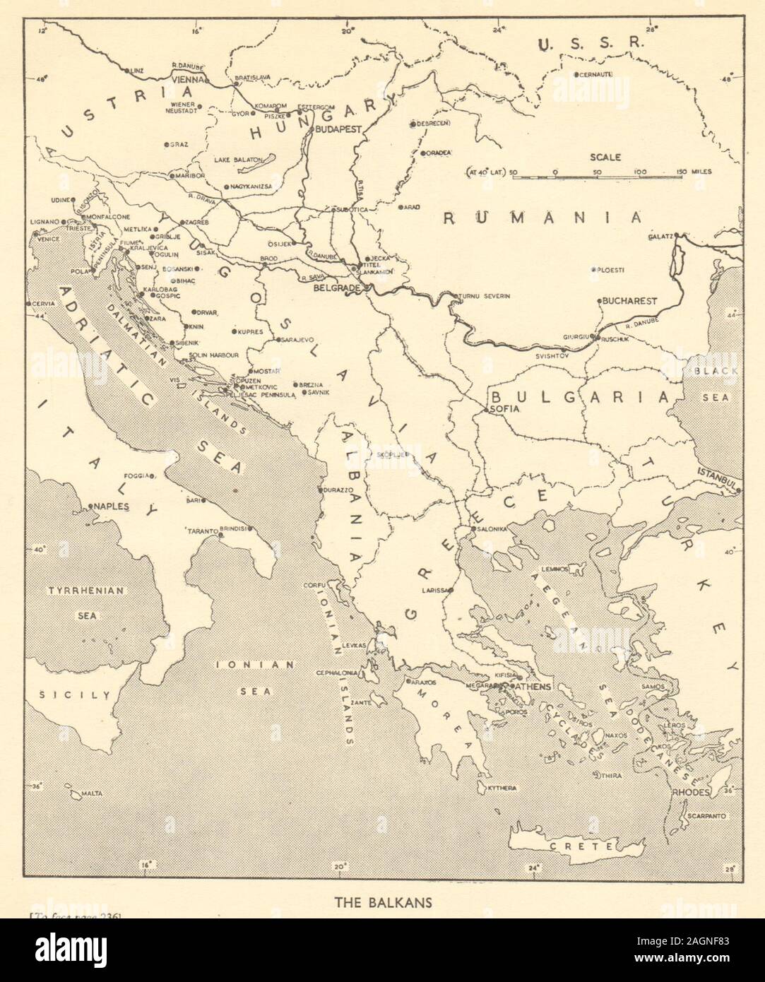Der Balkan Theater. Weltkrieg 2. Jugoslawien 1954 alte vintage Karte plan plan Stockfoto